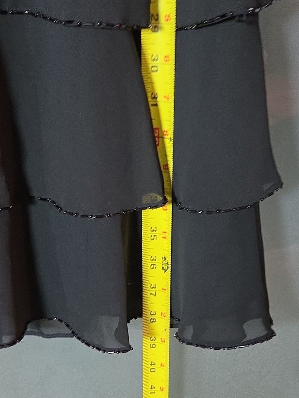Black Tiered Beaded Layers Sleeveless Dress Whimsygoth Party - Picture 8 of 8